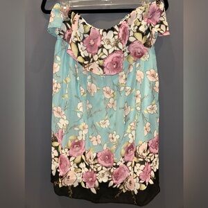 Floral Mini Dress in Blue and Pink